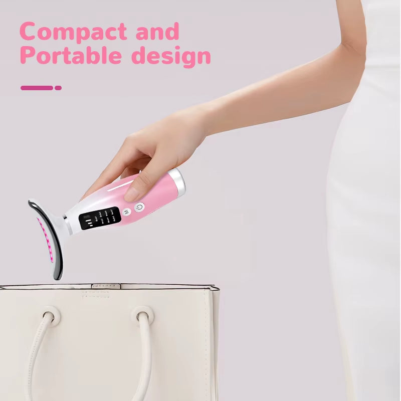 Neck and Face Massager Tools Portable Facial Beauty Device Facial Vibration with 7 Color LED Lights for Skin Care