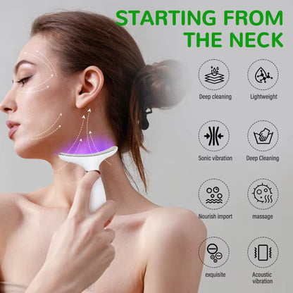 Neck and Face Massager Tools Portable Facial Beauty Device Facial Vibration with 7 Color LED Lights for Skin Care